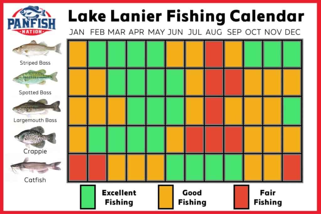 Fishing Lake Lanier- Best months by species