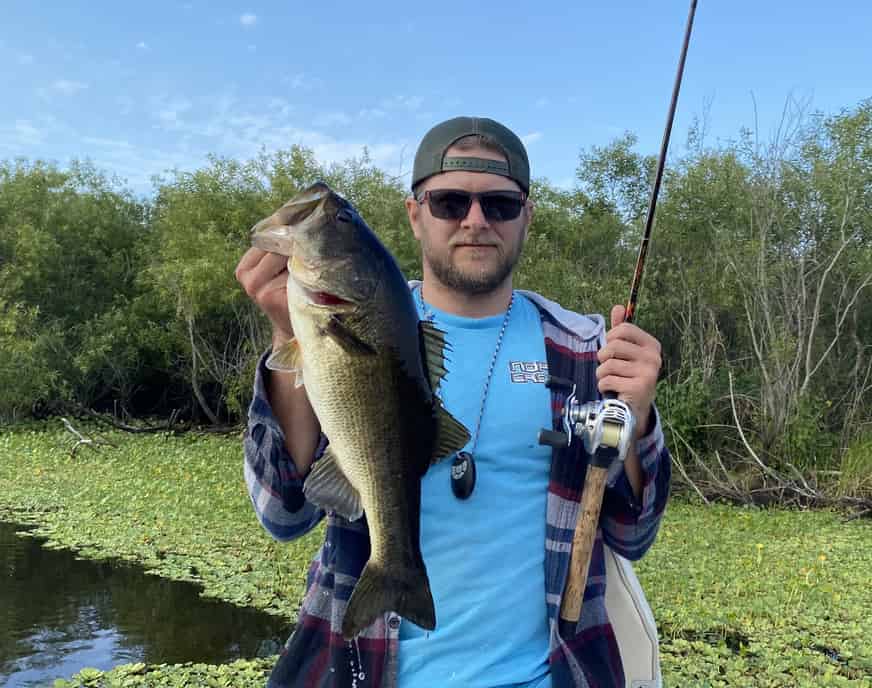 Largemouth Bass on a baitcasting fishing rod