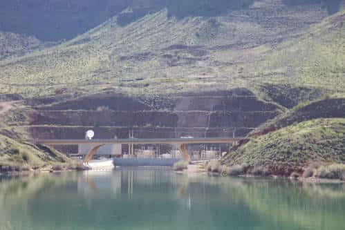 Pumping plant and bridge on Lake Havasu