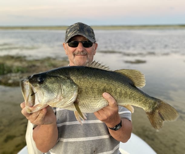 Big Bass Caught On 12 Lb Test Monofilament Line.