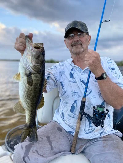 Largemouth Bass caught on plastic worm