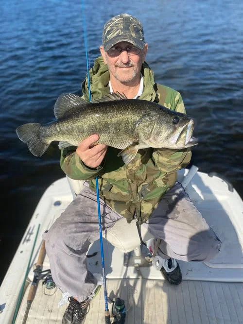 A big largemouth bass caught during winter