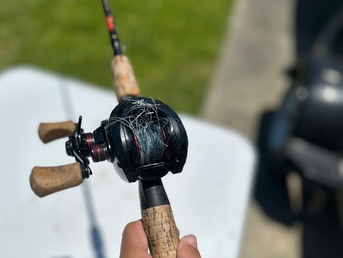 Tangled Fishing Line On A Baitcaster Reel